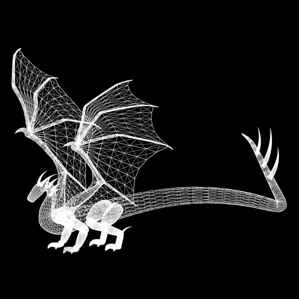 pictue of a white-line graphic dragon