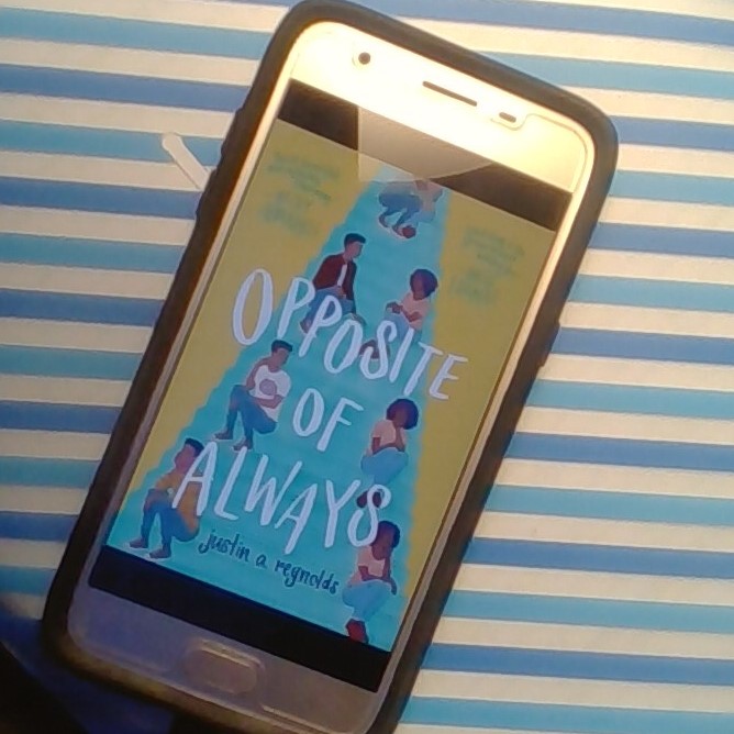 On the cover of Opposite of Always, two teens sit on a stairway--again, and again, and again, going off into the distance.